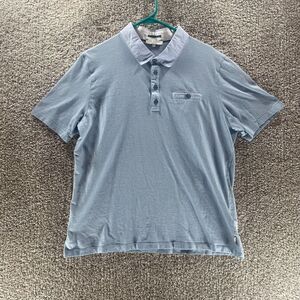 Ted Baker Polo Shirt Mens 6 Large Blue Pullover Short Sleeve Cotton Preppy Logo